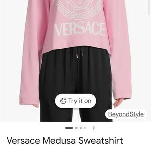 Versace Pink Medusa Logo Crop Sweatshirt
